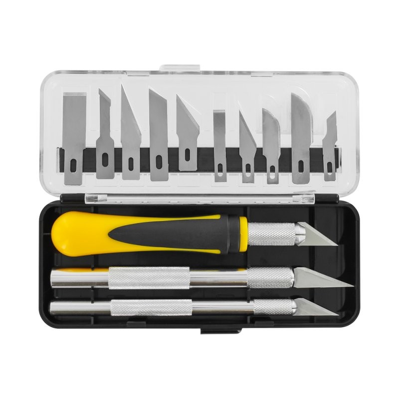 16 Piece Hobby Craft Utility Xacto Knife Set With Storage Case 